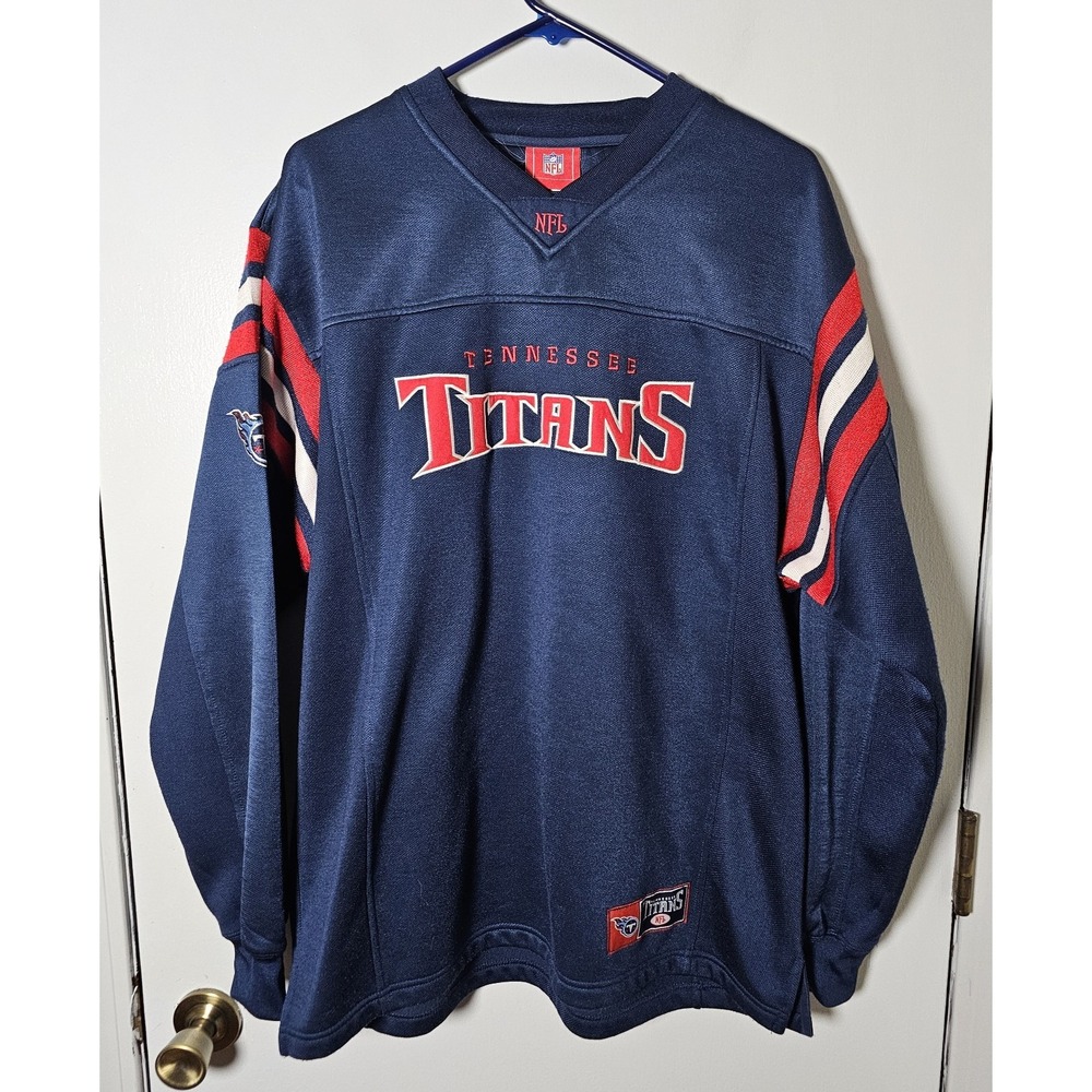 NFL Tennessee Titans Pullover Fleece Lined Crewneck Sweatshirt Vtg Men's Sz XL